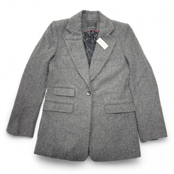 Banana Republic Blazer Womens Sz 4 Wool Blend Gray Houndstooth NWT $229 - Picture 1 of 10
